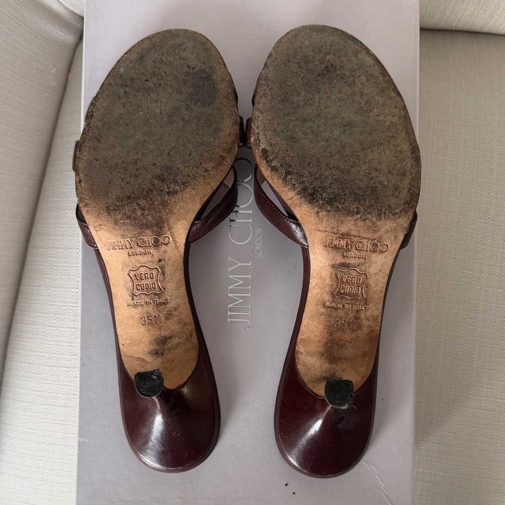 Jimmy Choo Dark Brown Leather Heels - Picture 2 of 3
